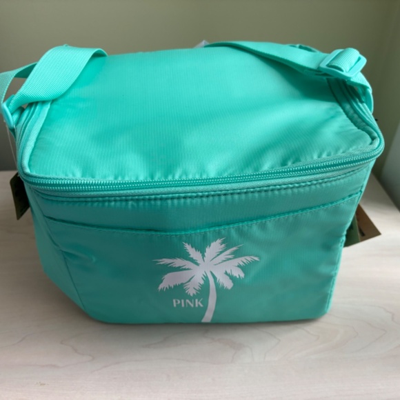 New Victoria’s Secret Turquoise Blue Woven Tote Bag & VS Turquoise Cooler Set - Picture 13 of 15